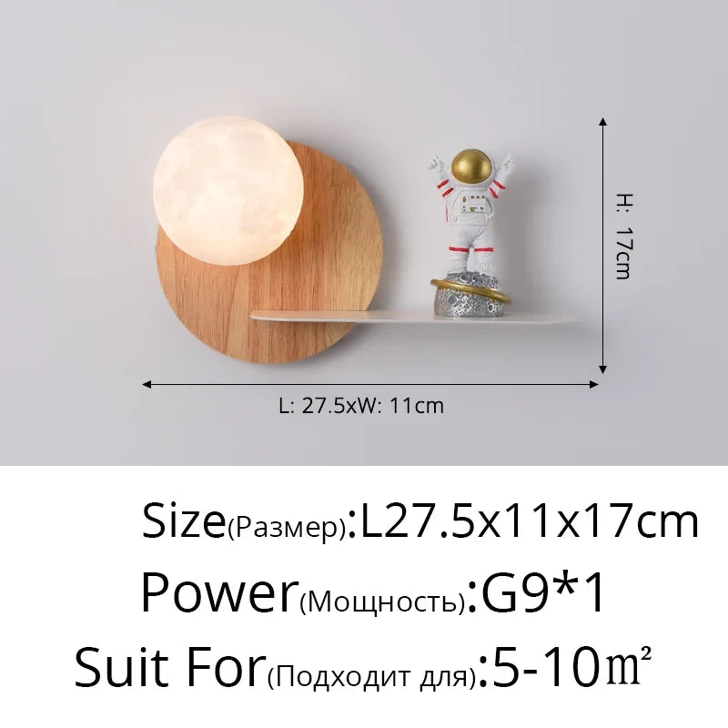 applique murale led moderne créative astronaute pour enfants