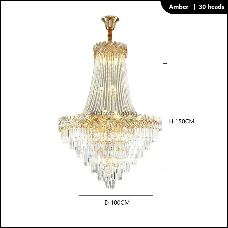 lustre led en cristal design moderne pour villa duplex