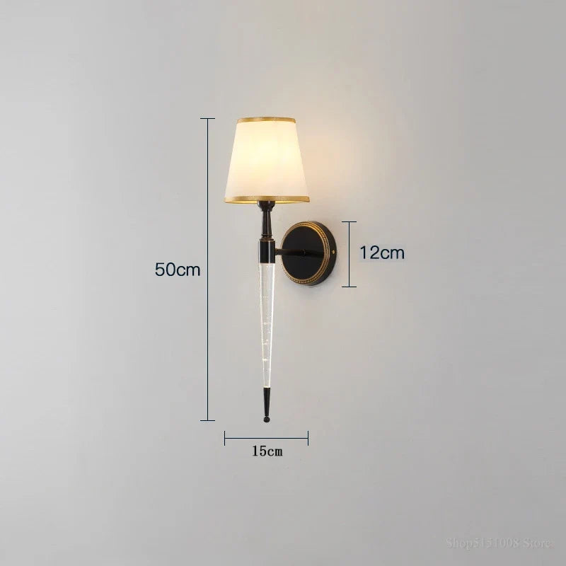 Applique américaine rétro lumière simple lampes en cristal lampe de chevet classique salon décor allée lumières TV fond applique murale