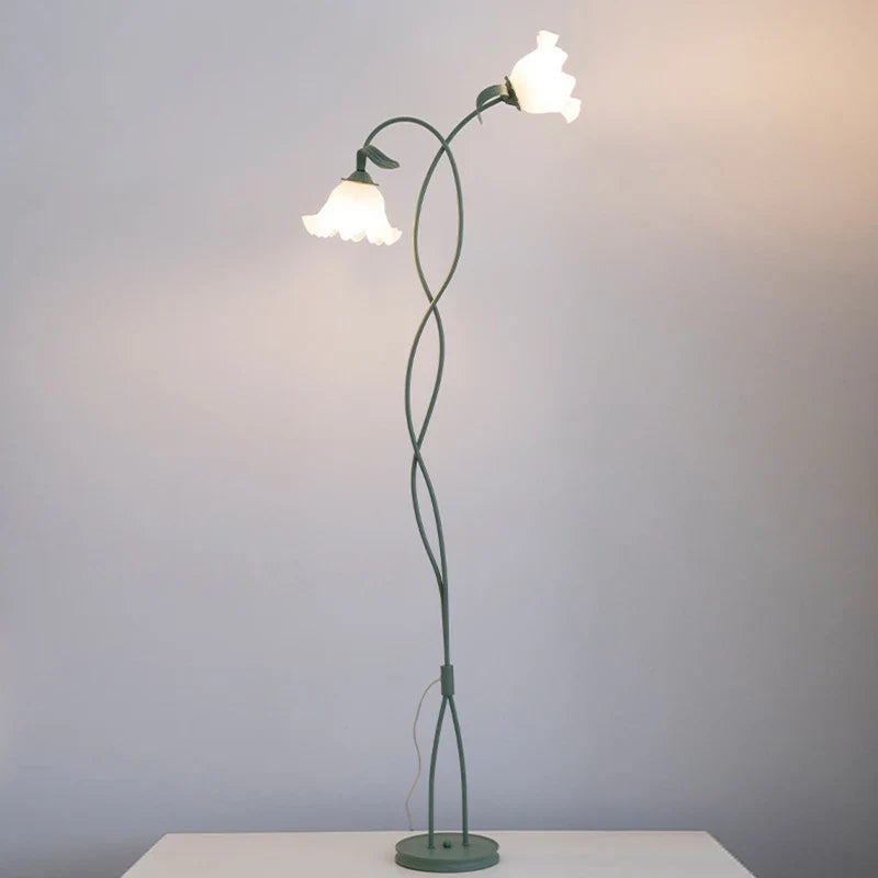 lampadaire vintage style pastoral avec appliques en verre