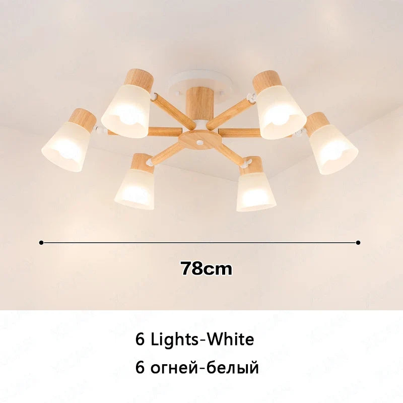 lustre nordique décoratif en verre et bois