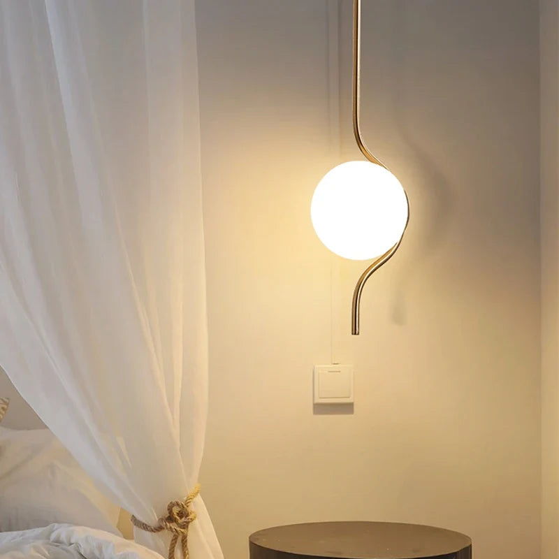 suspension en verre laiteux led créatives art déco
