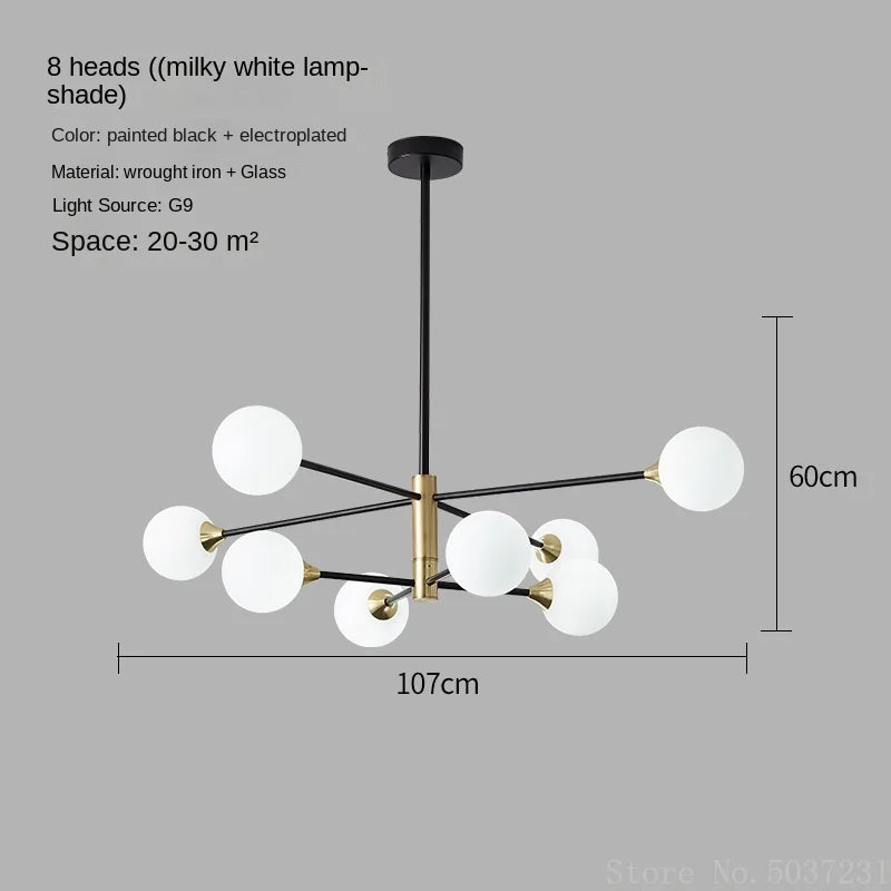 lustre moderne en forme de haricot avec éclairage led suspendu