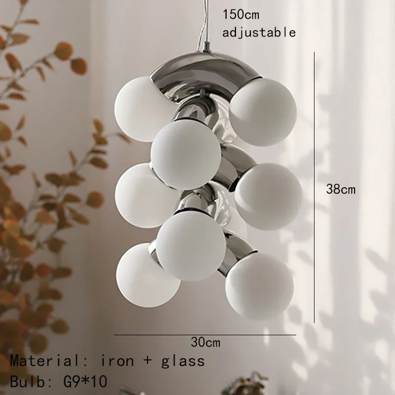 suspension en métal et verre blanc pour intérieur moderne