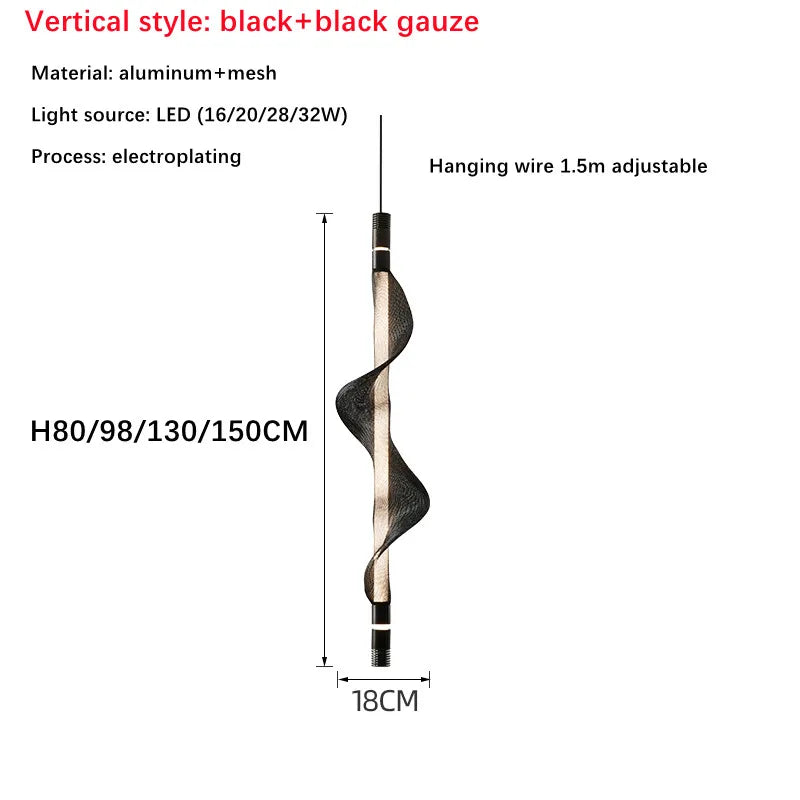 Lustre LED design italien créatif longue bande luminaire