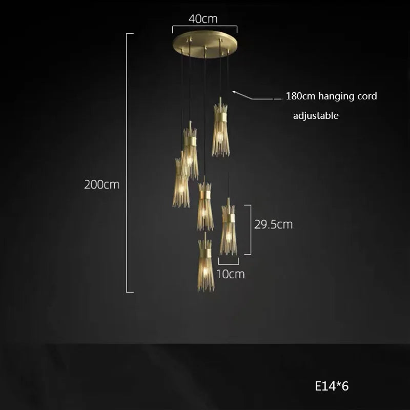 lustre en cuivre plein led décoratif pour maison créatif