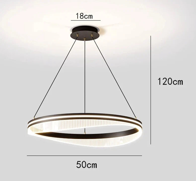 lustre led moderne rond noir intérieur pour éclairage salon