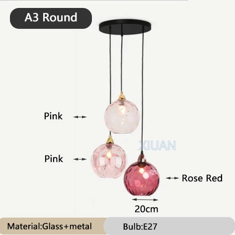 lustre en verre coloré lumineux pour restaurant