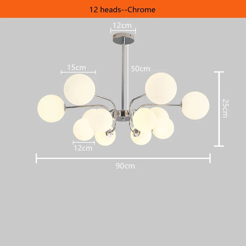suspension en métal chromé avec boule de verre décorative