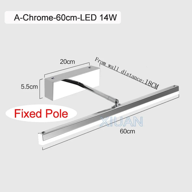 lampe frontale à miroir rétractable pour toilettes