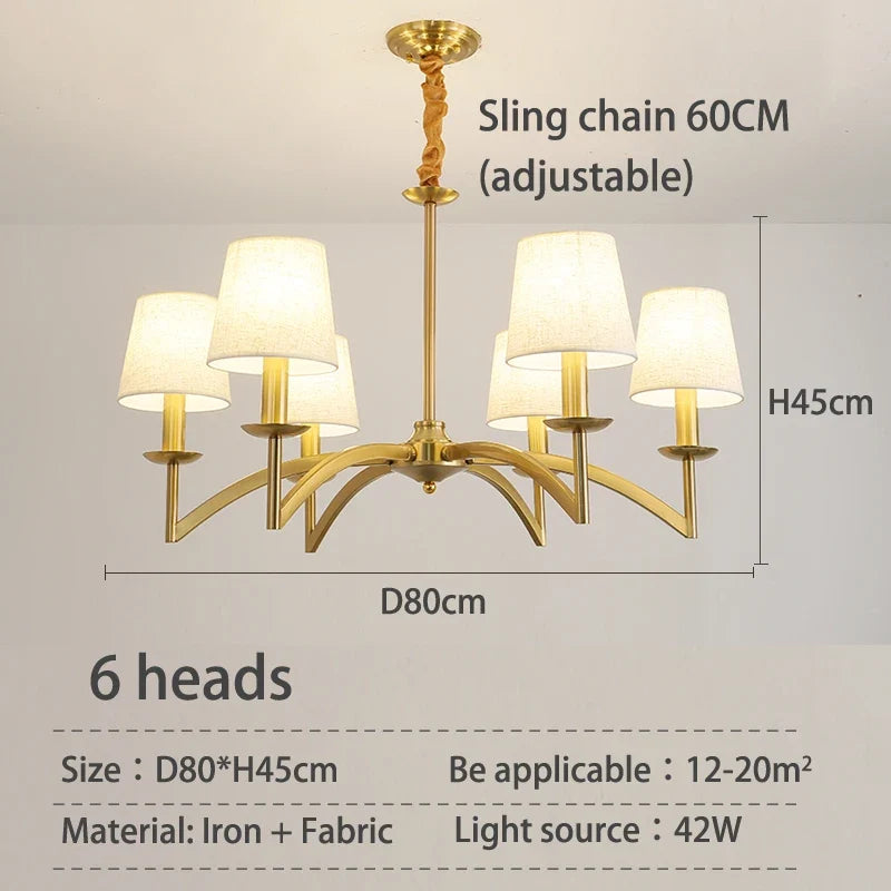 lustre rétro américain tissu led décoration cuisine éclairage suspendu