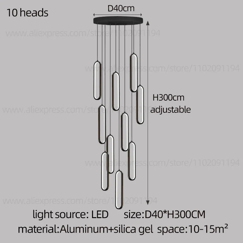 lustre ovale led minimaliste pour duplex hôtel penthouse