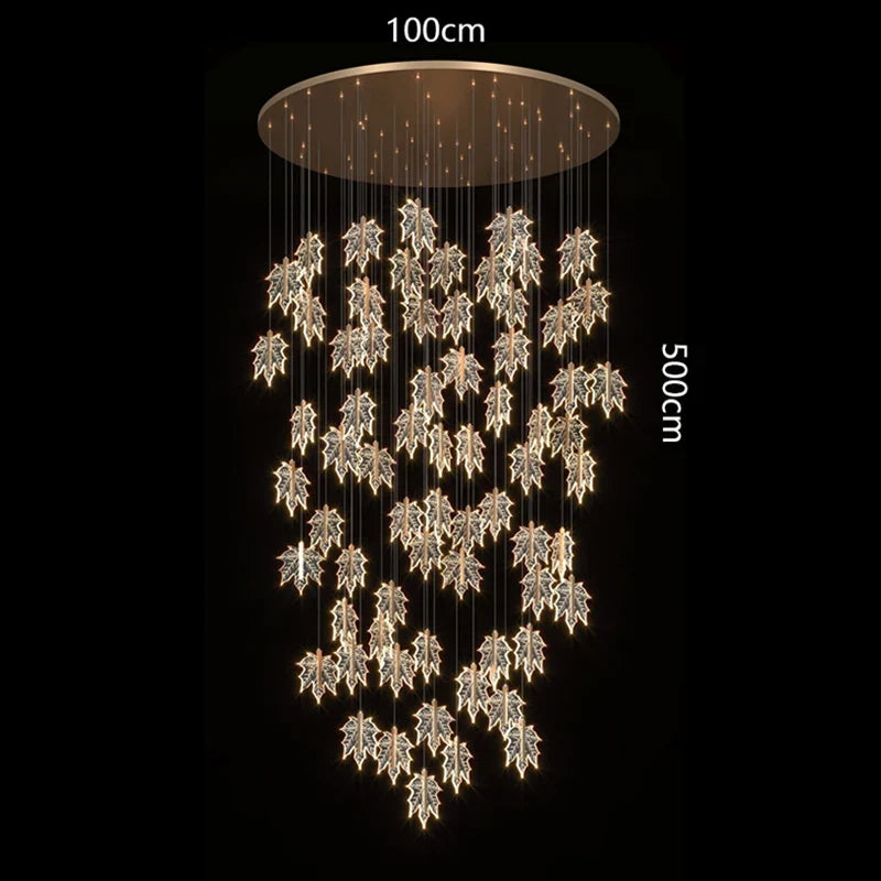 Modern Luxury Villa Maple Leaf Acrylic Chandelier Living Room, Hotel Lobby, Attic, Restaurant Light Luxury Decorative Chandelier