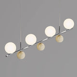 lustre long led suspendu avec abat-jour boule ronde