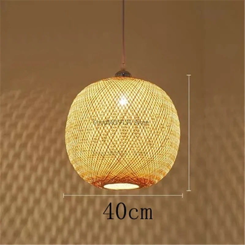 lustre moderne nordique en bambou tissé à la main led