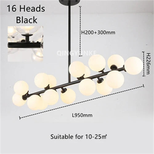 lustre nordique boule de verre led pour décor maison