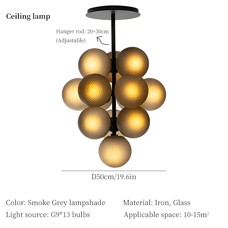 lustre moderne en verre design créatif pour décoration intérieure