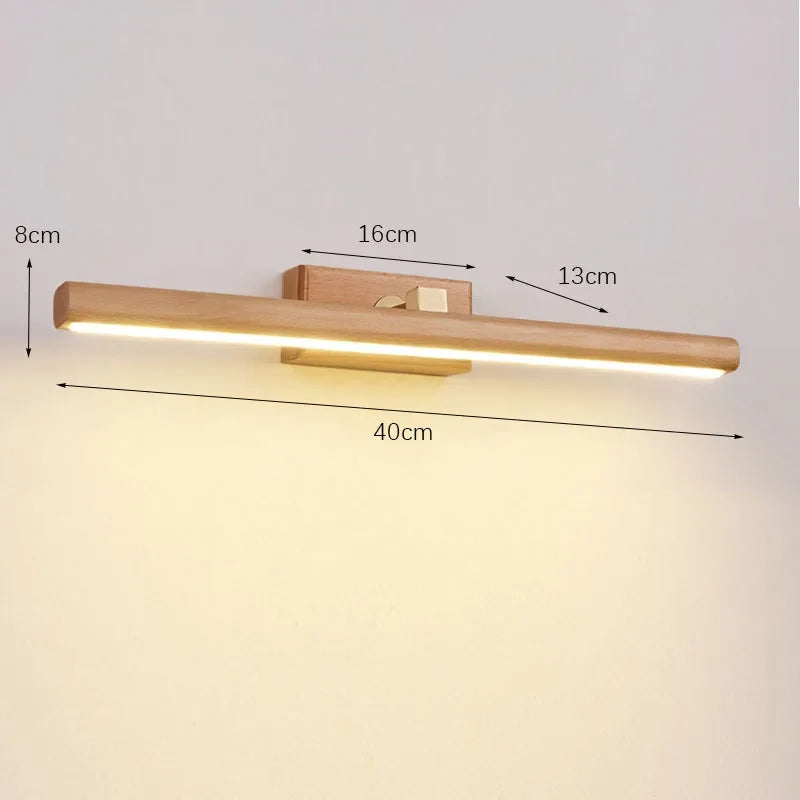 lampe de miroir scandinave en noyer noir led applique murale
