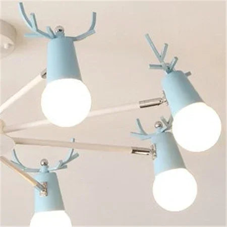lustre led en fer et bois forme cerf pour décoration intérieure