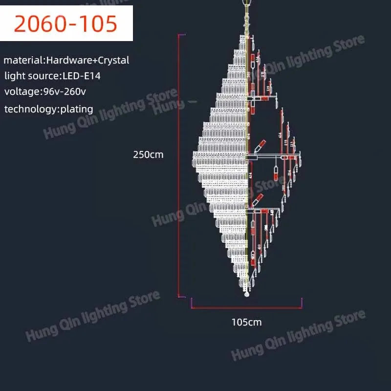 lustre moderne personnalisé en cristal pour éclairage élégant