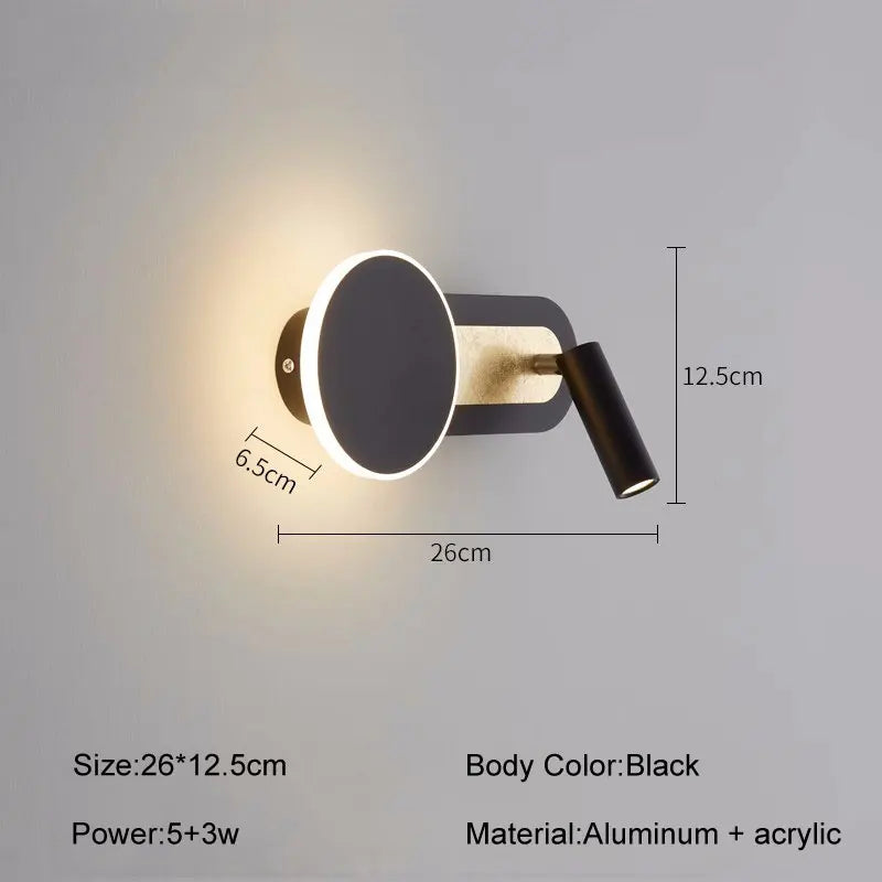 Applique murale led moderne pour hôtel avec interrupteur