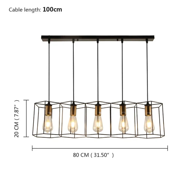 Loft Industrial Style Hexagonal Iron Art Dining Room Chandelier Retro Living Room Bedroom Lamp Bar Edison Creative Lamps