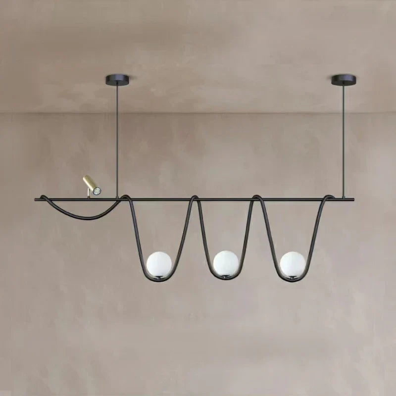 lustre en verre nordique créatif avec éclairage led