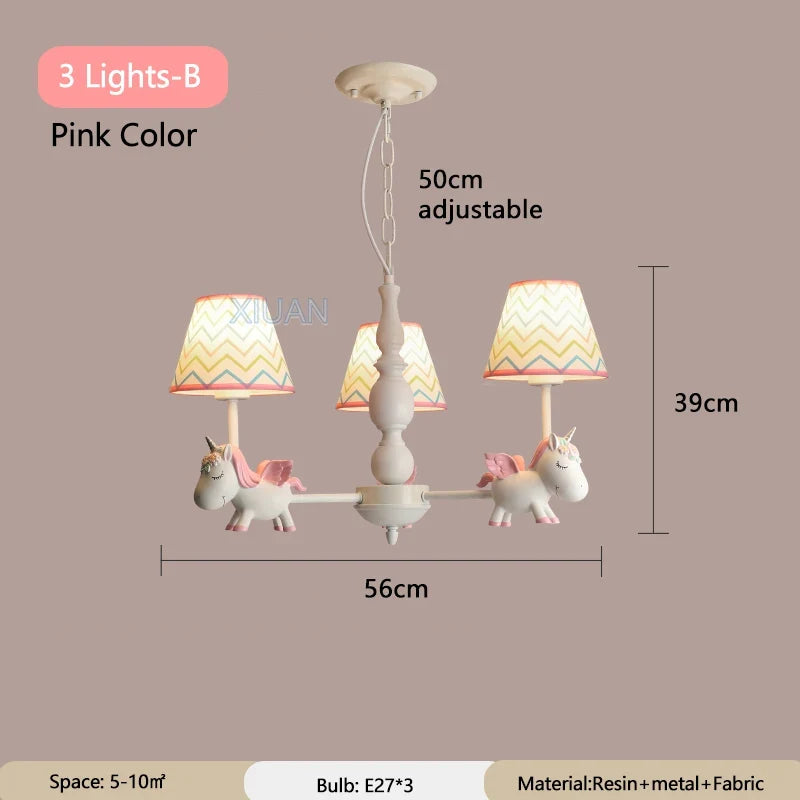 lustre licorne dessin animé pour chambre d'enfant suspendu
