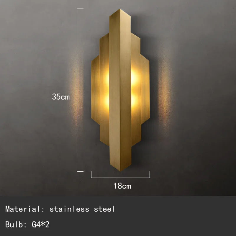 applique murale moderne en acier inoxydable doré pour intérieur