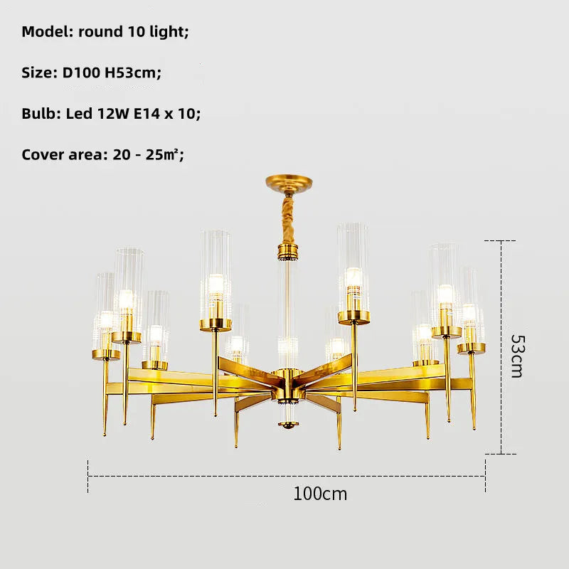 Lustre métal or verre LED
