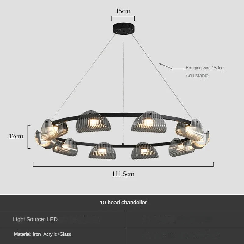 suspension créative en verre et fer pour décoration intérieure