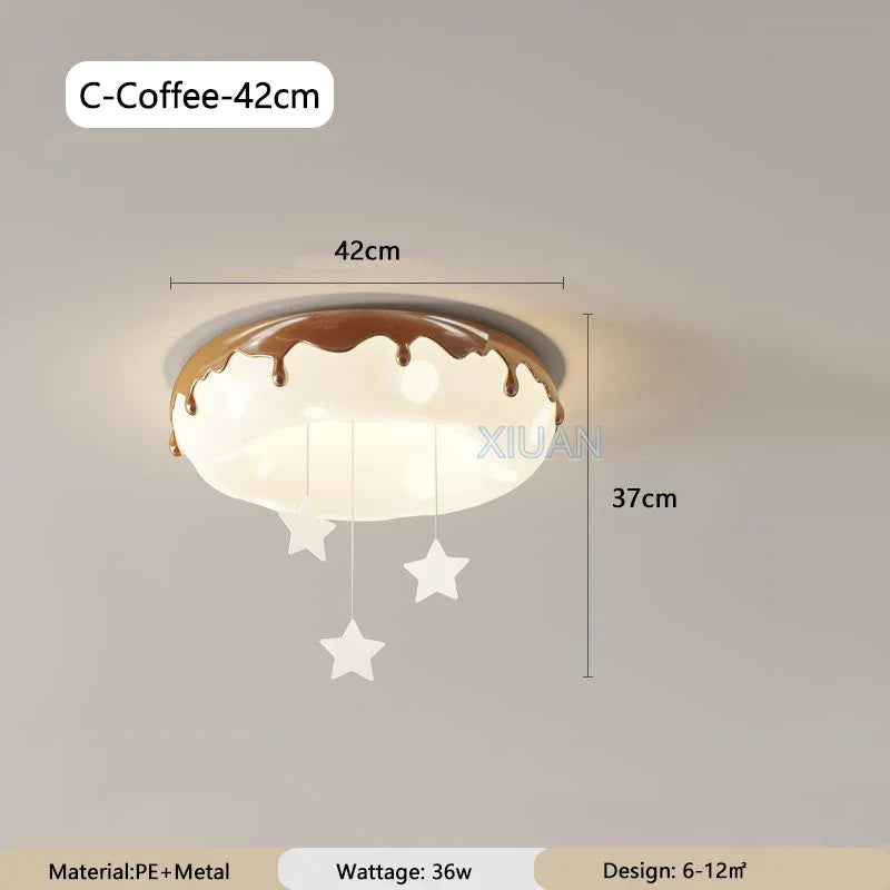 Macron Coloful Donuts Lamp 42cm 52cm Bedroom Ceiling Light White Pink Green Coffee Children‘s Room Chandelier Lights Indoor LED