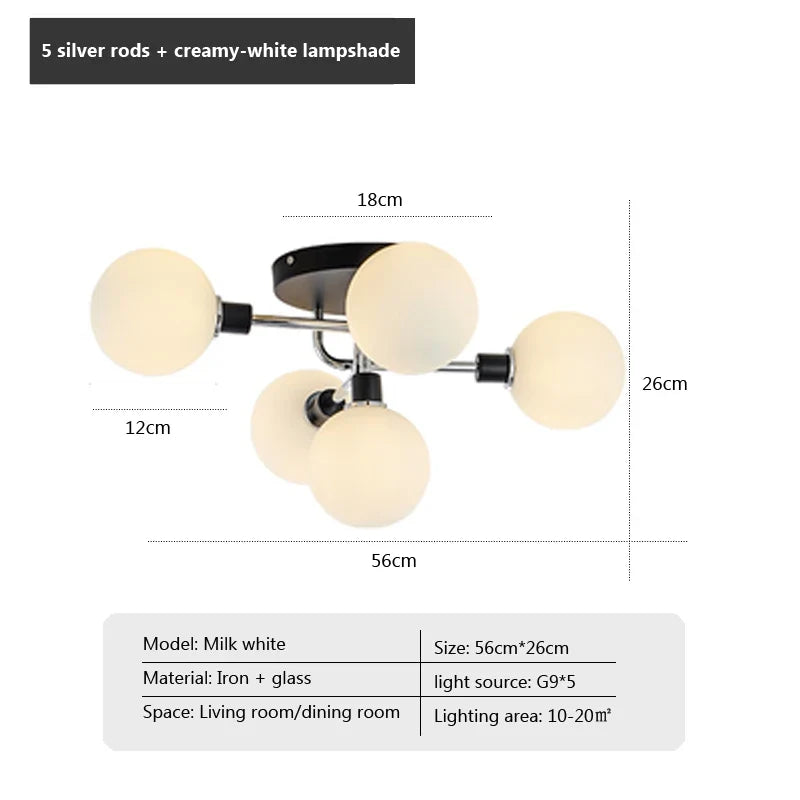 Plafonnier en verre nordique G9 LED lumière industrielle en métal pour chambre salon salle à manger étude maison intérieur loft lumière