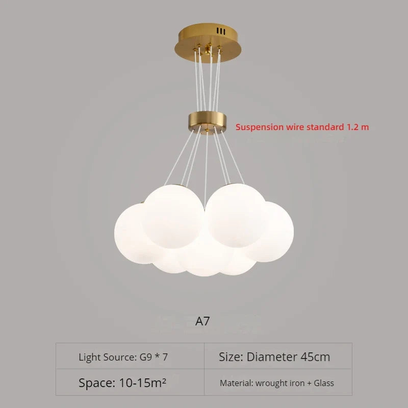 lustre nordique design planète lune avec bulles suspendu décoratif