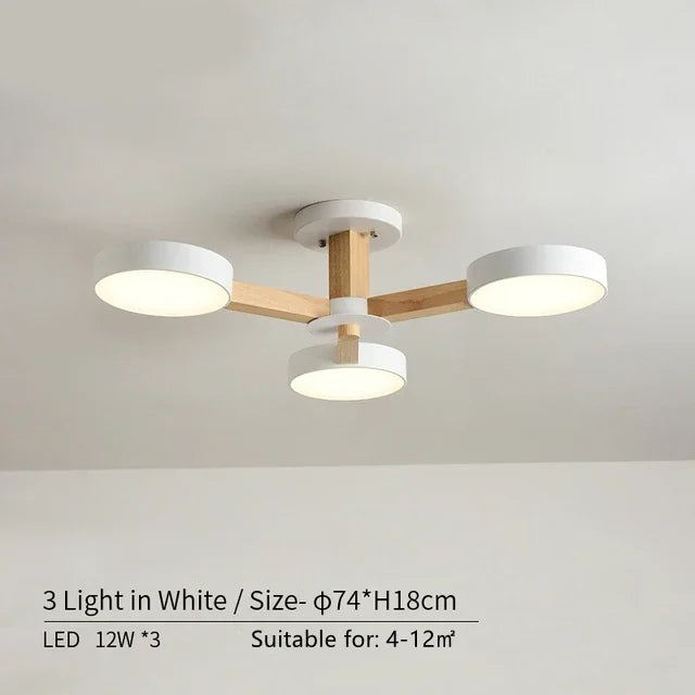 Modern Wooden Ceiling Light For Living Room 3/6/8 Lights Indoor Led Lights Luminaire Suspension Decoration Bedroom Hanglamp