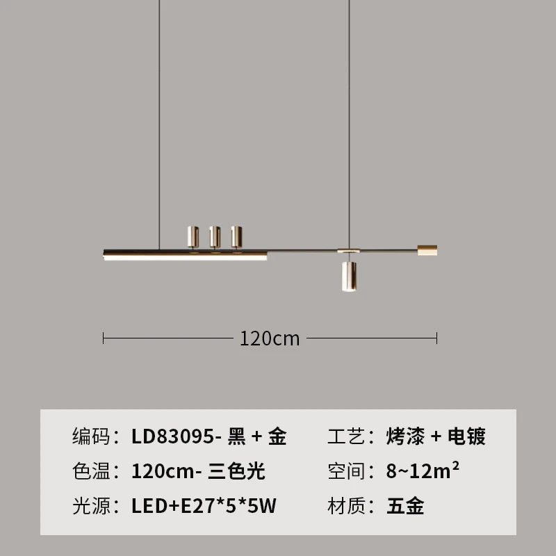 lustre minimaliste en métal pour éclairage moderne chic