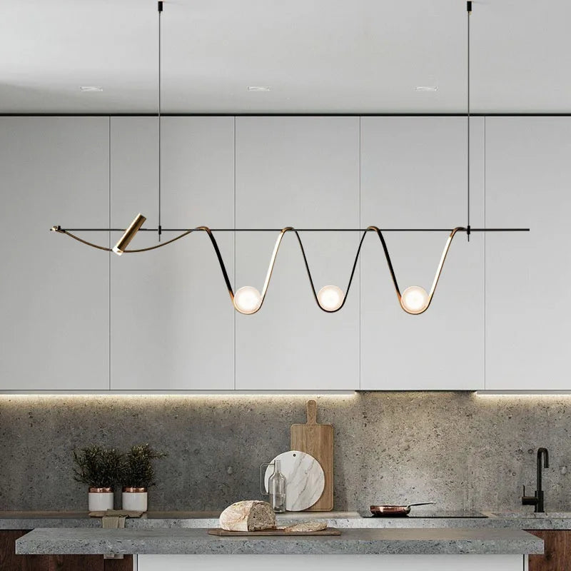 lustre moderne à led design nordique en verre lumineux