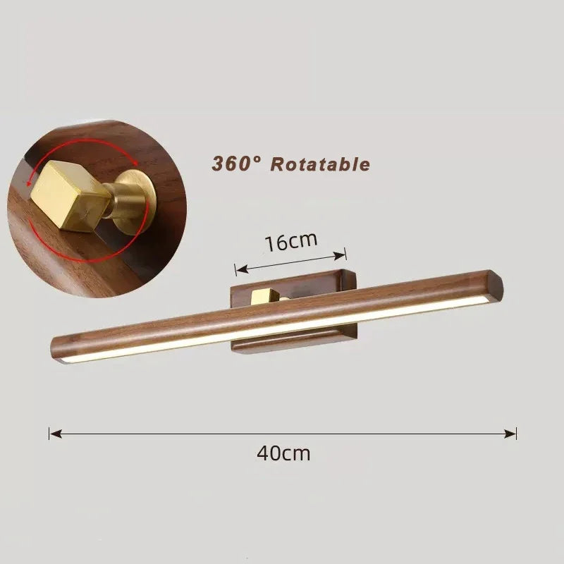 Nordique 40cm bois miroir avant lampe LED intérieur applique murale pour armoire salle de bain chevet lecture maison intérieur décor applique murale 6pa