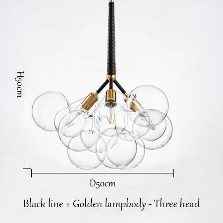 lustre moderne en verre à bulles pour décoration intérieure