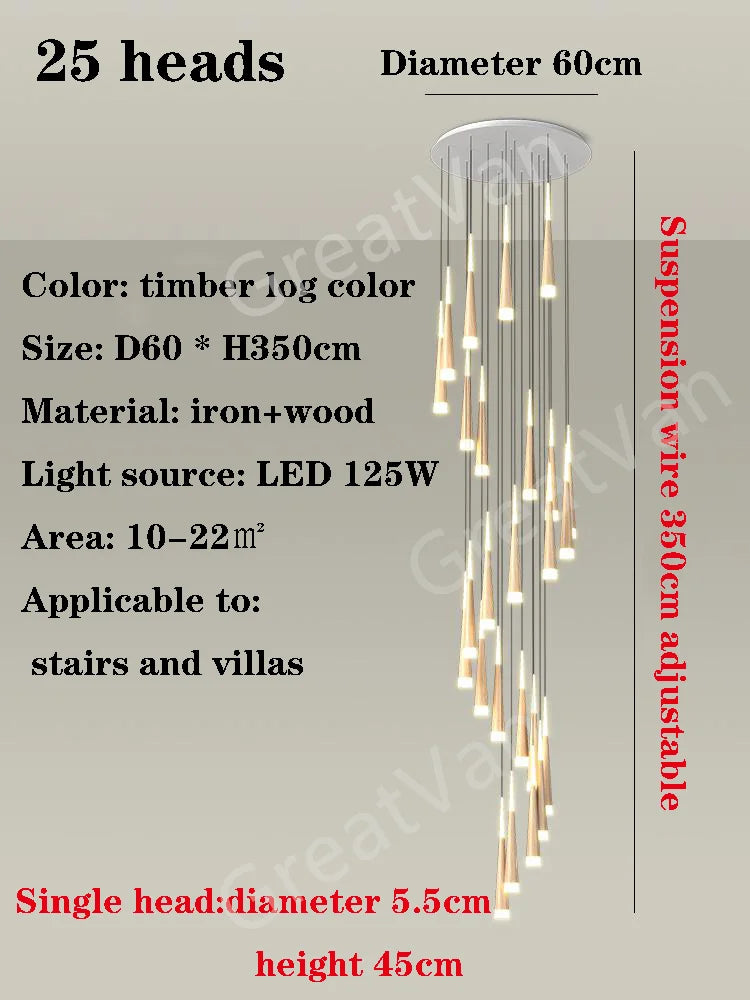 suspension led moderne pour escalier duplex nordique