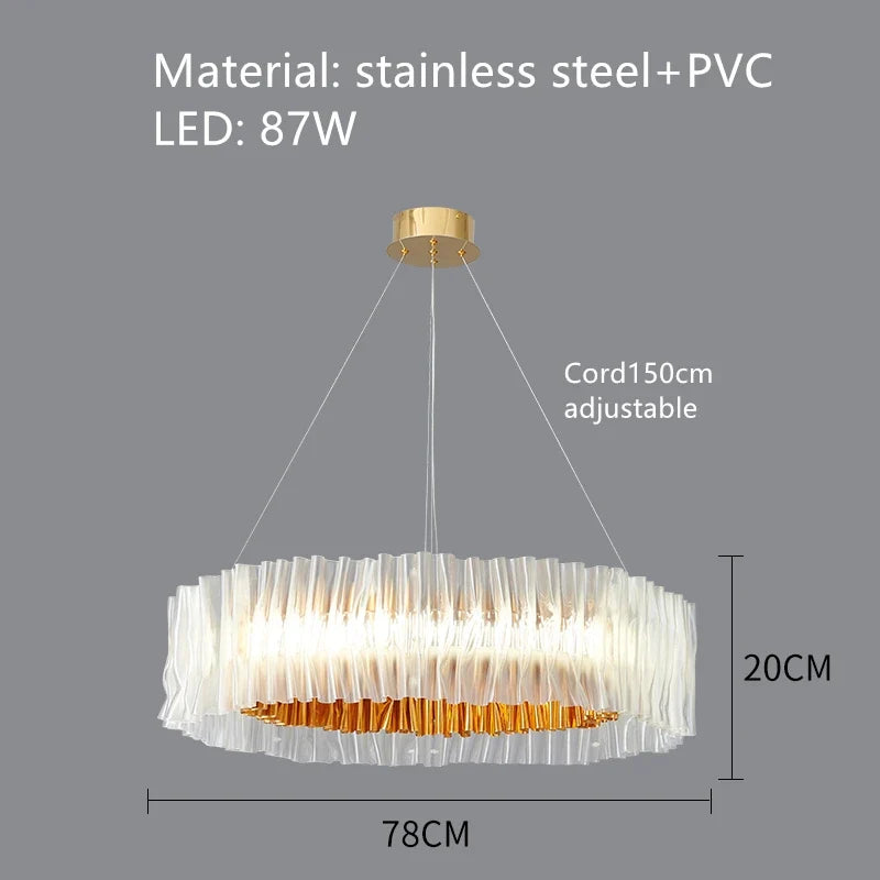 suspension design en pvc et acier inoxydable pour espaces intérieurs