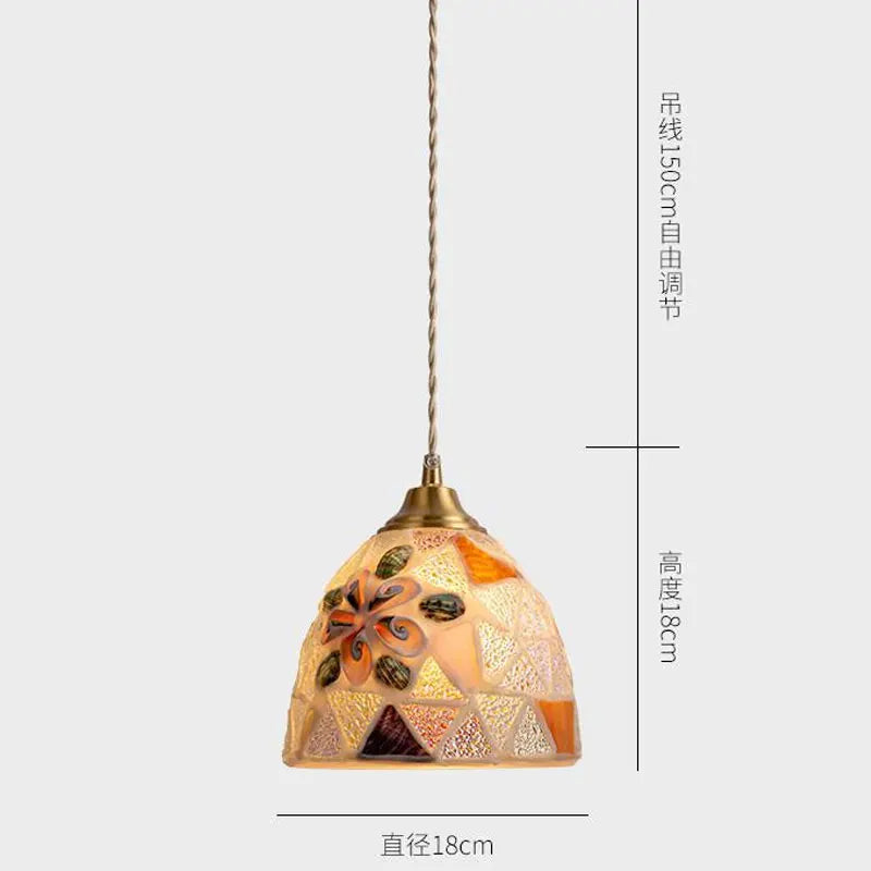 Suspension tiffany méditerranéen en verre coquille led
