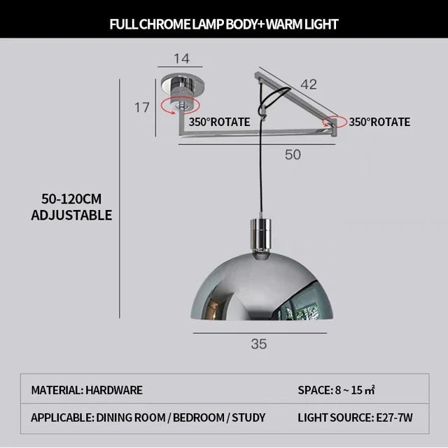 lustre pliable moderne nordique design télescopique pour intérieur contemporain