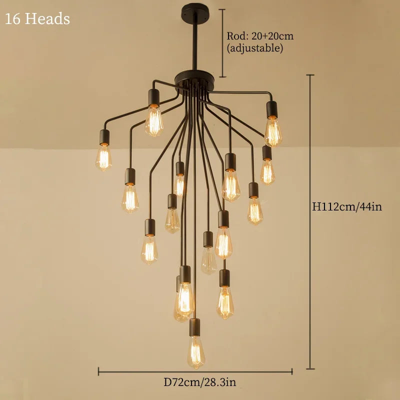 lustre rétro en fer avec led pour décoration intérieure