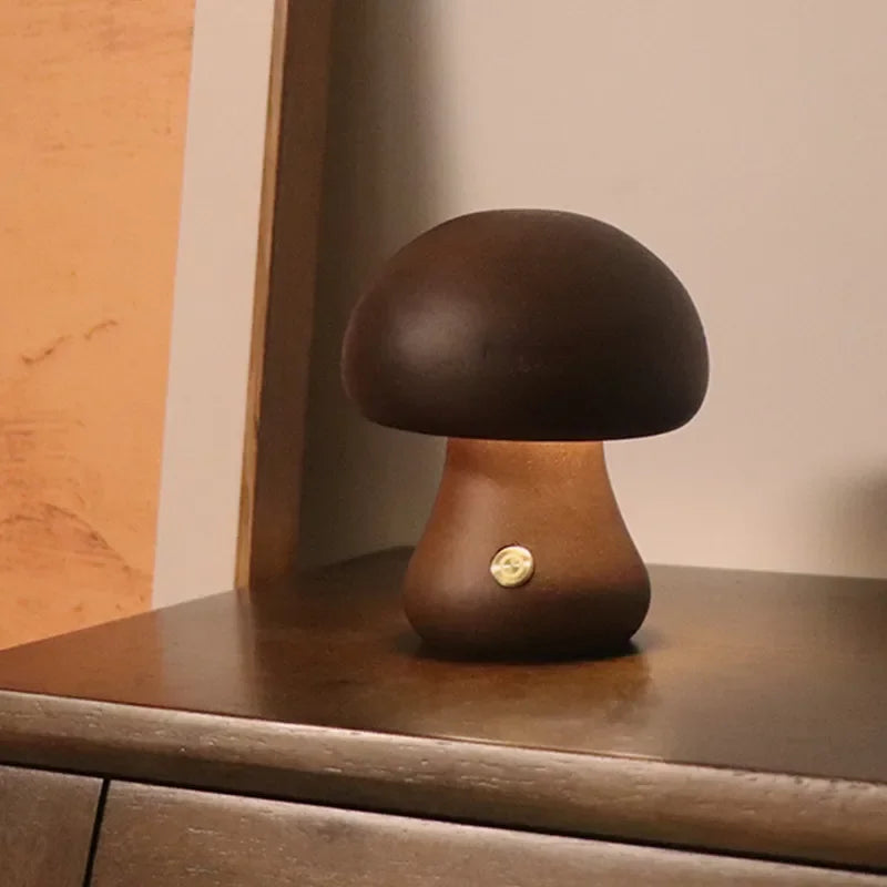 Lampe led champignon veilleuse en bois avec interrupteur tactile
