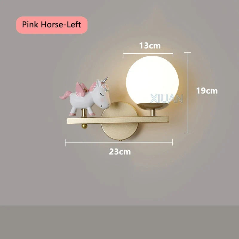 applique murale licorne rose pour chambre d'enfant