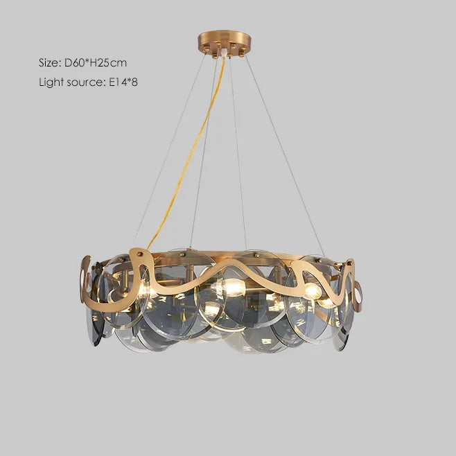 lustre post-moderne en verre simple pour salon luxueux
