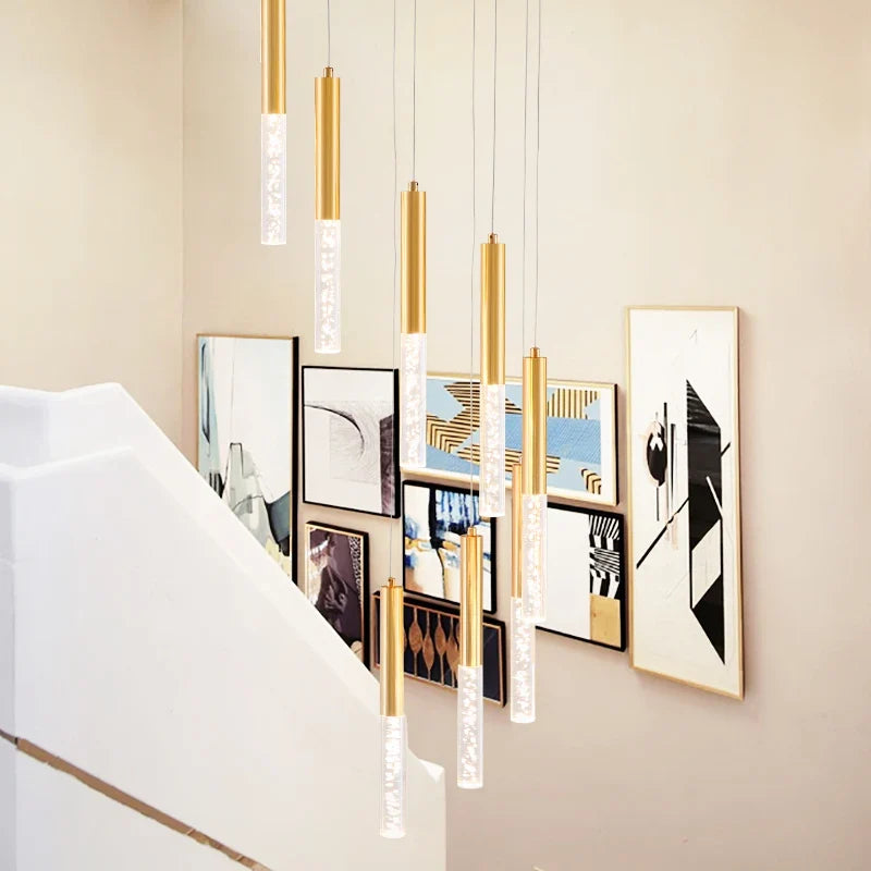 lustre en cristal led pour escalier moderne éclairage décoratif élégant