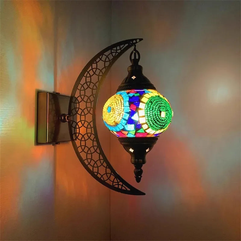 applique murale rétro bohème en forme de lune décorative artisanale