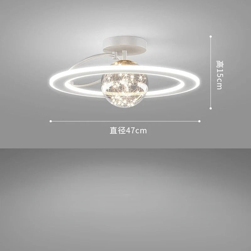 lustre moderne led sandyha avec boule de verre dorée